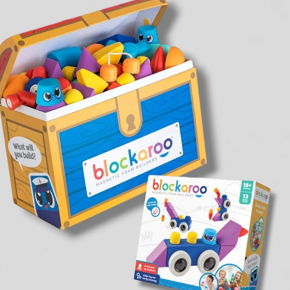 2 Sets of Blockaroo Magnetic Soft Foam Building Blocks -- STEM Preschool toys